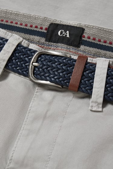 Hombre - Chino con cinturón - regular fit - LYCRA® - gris