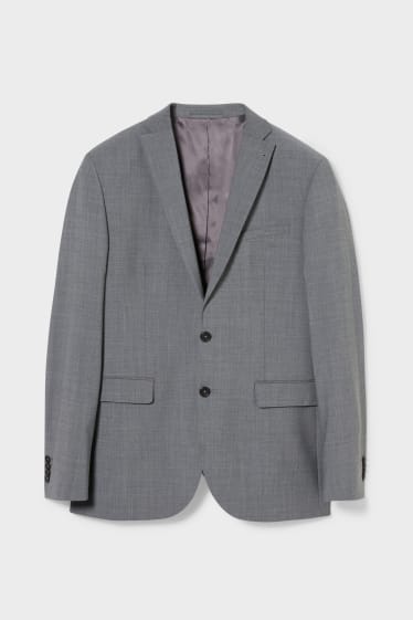 Pánské - Oblekové sako - slim fit - Flex - směs střižné vlny - LYCRA® - šedá-žíhaná