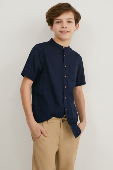 Children - Shirt - linen blend - dark blue