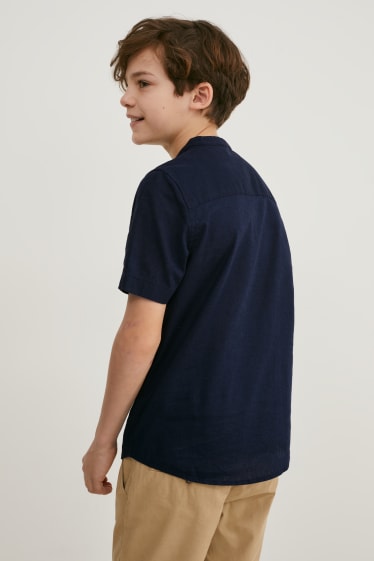 Children - Shirt - linen blend - dark blue