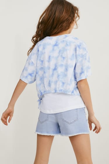 Children - Set - short sleeve T-shirt and top - 2 piece - white / light blue