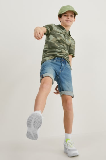 Kinderen - Korte spijkerbroek - jog denim - jeansblauwgrijs