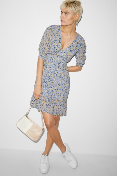 Femmes - CLOCKHOUSE - robe - motif floral - bleu clair