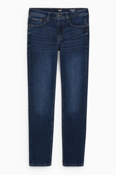 Women - Slim jeans - mid waist - push-up effect - denim-blue