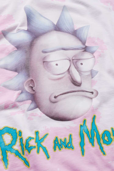 Pánské - CLOCKHOUSE - triko - Rick a Morty - bílá/růžová