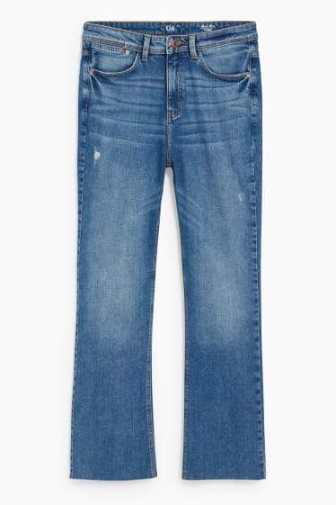 Dames - Crop flare jeans - high waist - jeansblauw