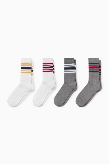 Men - Multipack of 4 - tennis socks - LYCRA® - light gray-melange