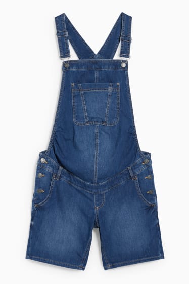 Women - Maternity jeans - dungaree shorts - denim-light blue