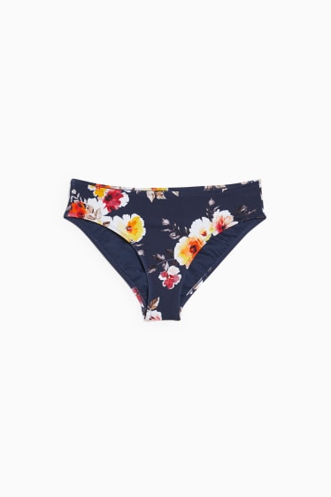 Women - Bikini bottoms - mid-rise waist - floral - dark blue