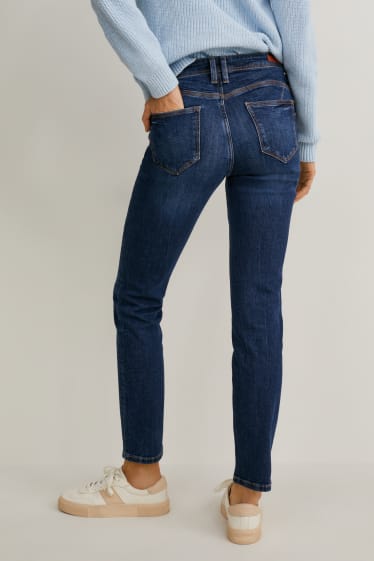 Women - Slim jeans - mid waist - push-up effect - denim-blue