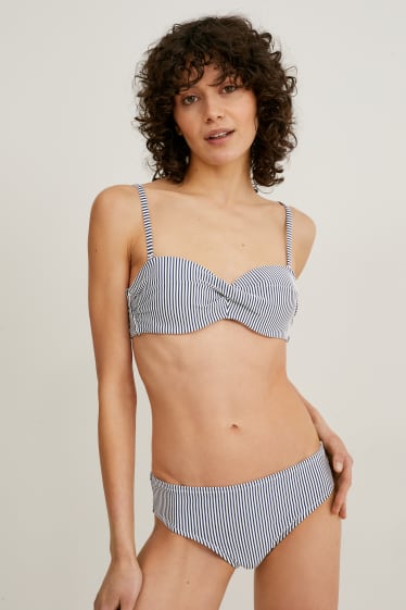 Mujer - Braguita de bikini - mid-rise - de rayas - blanco / azul