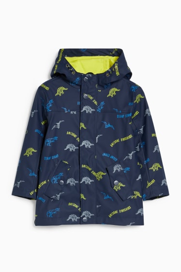 Dětské - Motiv dinosaura - nepromokavá bunda s kapucí - tmavomodrá