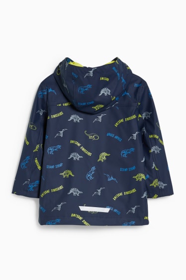 Bambini - Dinosauri - giacca impermeabile con cappuccio - blu scuro