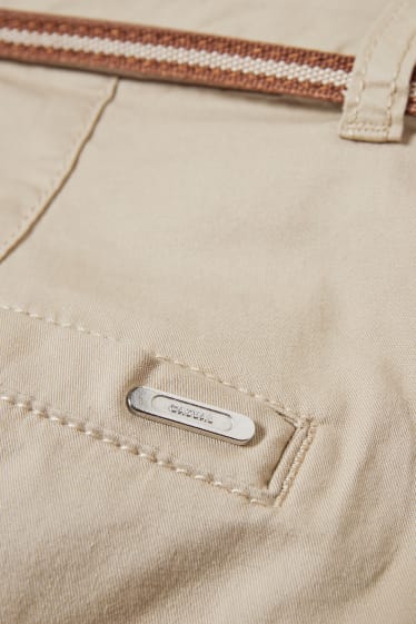 Women - Shorts with belt - taupe