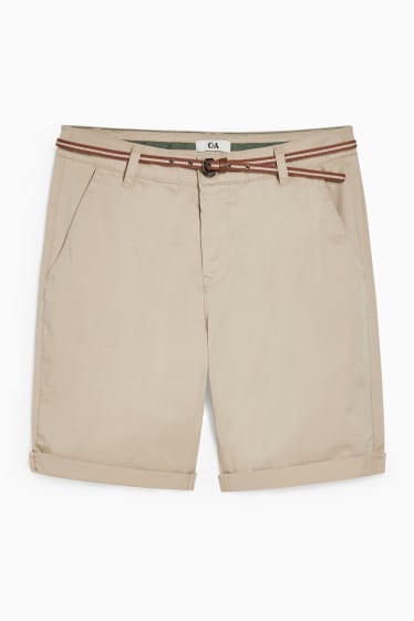 Women - Shorts with belt - taupe