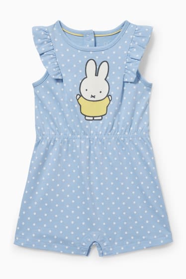 Baby Mädchen - Miffy - Baby-Jumpsuit - gepunktet - blau
