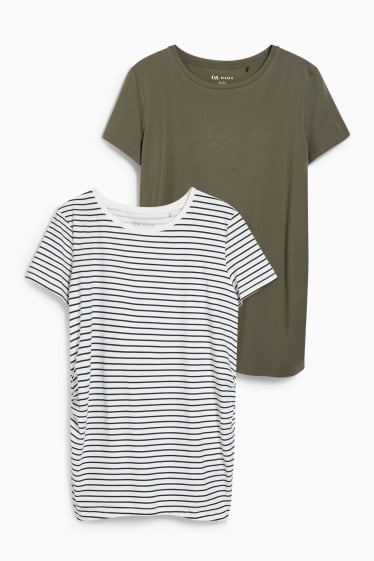 Damen - Multipack 2er - Umstands-T-Shirt - dunkelgrün