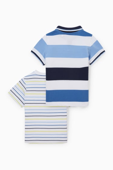 Kinder - Set - Poloshirt und Kurzarmshirt - 2 teilig - gestreift - weiss / blau