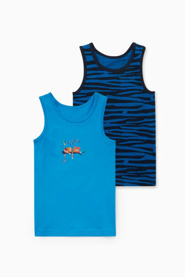 Kinder Buben - Multipack 2er - Singlet - blau