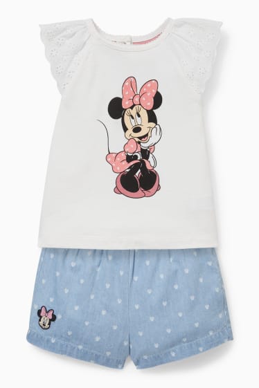 Bébés - Minnie Mouse - ensemble pour bébé - 2 pièces - blanc / bleu clair