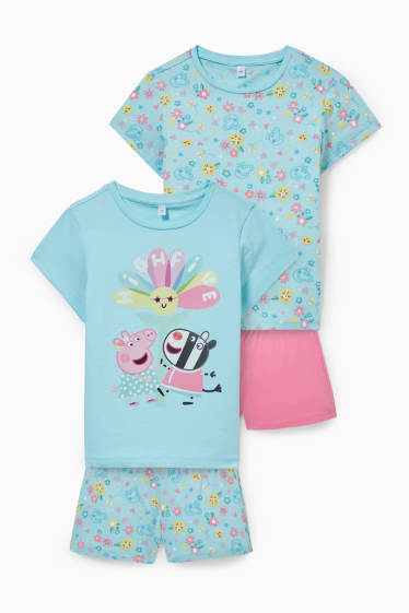 Enfants - Lot de 2 - Peppa Pig - pyjashort - 4 pièces - vert menthe