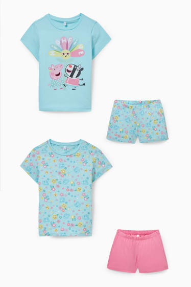 Enfants - Lot de 2 - Peppa Pig - pyjashort - 4 pièces - vert menthe