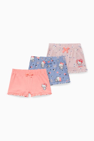 Children - Multipack of 3 - Hello Kitty - sweat shorts - neon pink