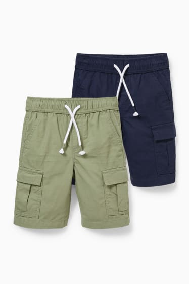 Bambini - Confezione da 2 - shorts cargo - vita ultrasottile - blu scuro