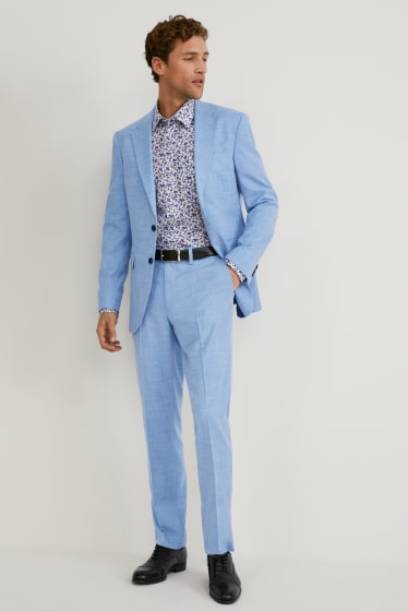 Hombre - Pantalón de vestir - regular fit - elástico - LYCRA® - azul claro jaspeado