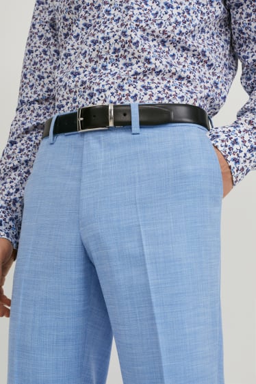 Pánské - Oblekové kalhoty - regular fit - stretch - LYCRA® - světle modrá-žíhaná