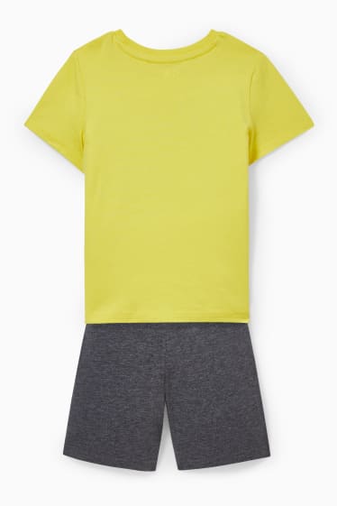 Copii - Set - tricou cu mânecă scurtă și pantaloni scurți trening - 2 piese - galben
