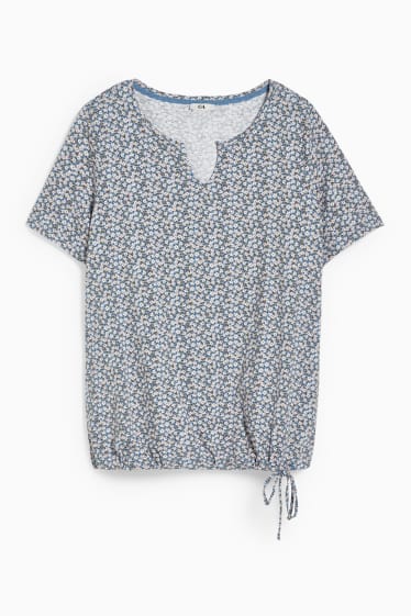 Women - T-shirt - floral - blue