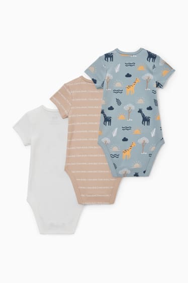 Babies - Multipack of 3 - baby bodysuit - light brown