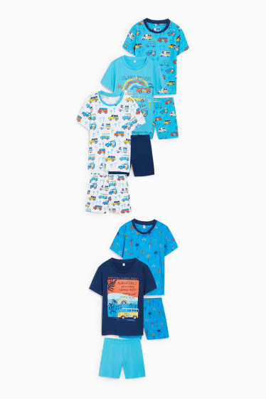 Kinder - Multipack 5er - Shorty-Pyjama - 10 teilig - blau
