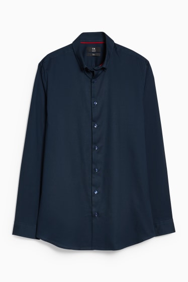 Men - Business shirt - slim fit - button-down collar - Flex - easy-iron - dark blue
