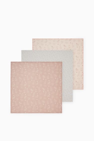 Babies - Multipack of 3 - baby muslin square - rose
