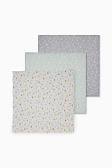 Babies - Multipack of 3 - baby muslin square - white / green