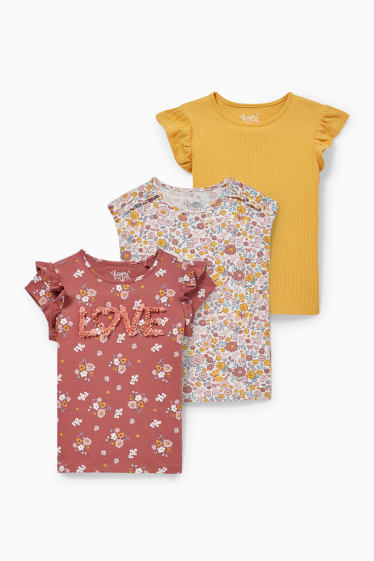 Children - Multipack of 3 - short sleeve T-shirt - dark rose