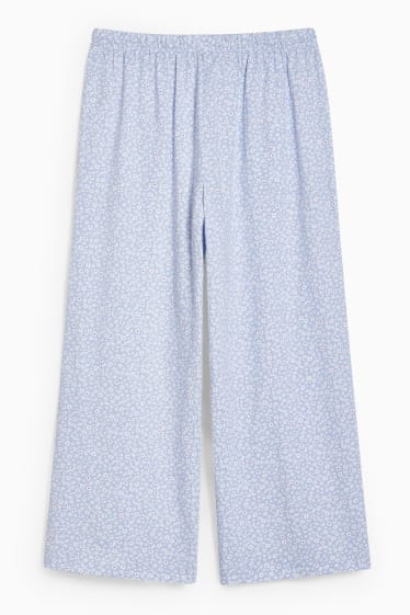 Femei - Pantaloni de pijama - cu flori - albastru deschis