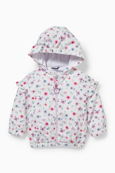 Babies - Baby jacket with hood - floral - white