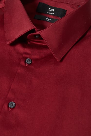 Herren - Businesshemd - Slim Fit - Kent - Flex - LYCRA® - dunkelrot