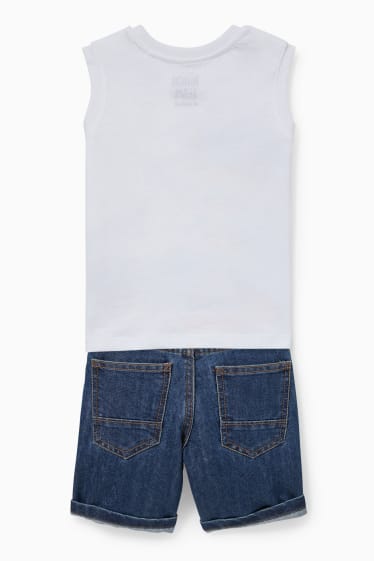 Children - Set - top and denim shorts - 2 piece - white