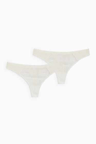 Femmes - Lot de 2 - strings - blanc crème