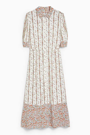 Women - Fit & flare dress - floral - white