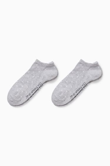 Femmes - Lot de 2 - chaussettes de sport - à pois - gris clair chiné