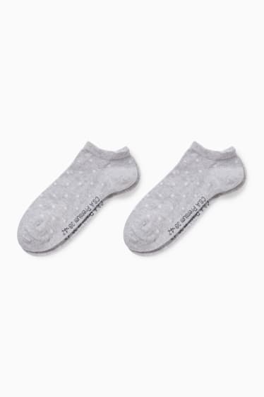 Damen - Multipack 2er - Sneakersocken - gepunktet - hellgrau-melange