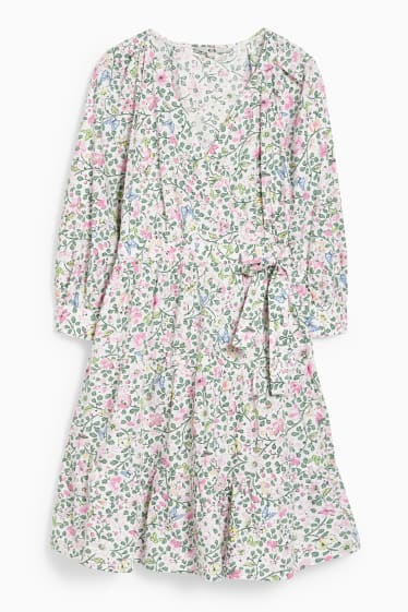 Women - Wrap dress - floral - white