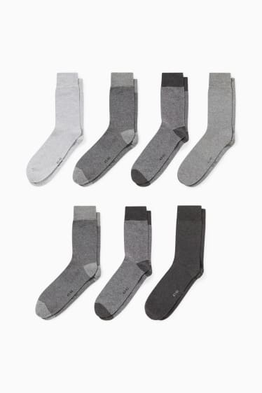Pánské - Multipack 7 ks - ponožky - LYCRA® - světle šedá-žíhaná