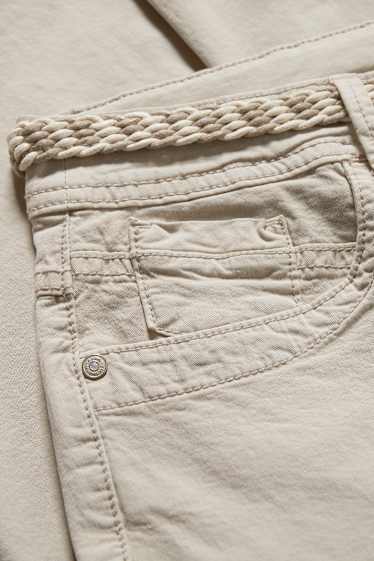 Donna - Pantaloni con cintura - slim fit - tortora
