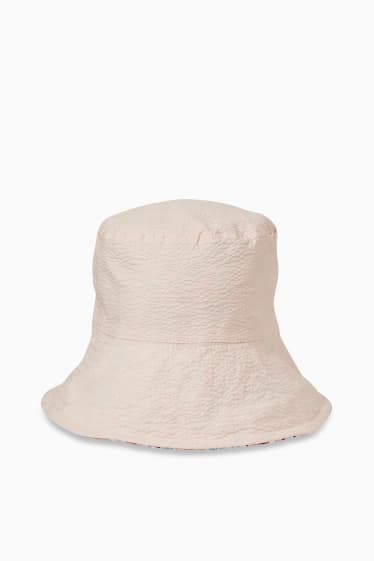 Dames - Omkeerbare hoed - gebloemd - wit
